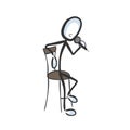 Stand up comedy. Speaker telling story to audience. Comedian with a microphone. Hand drawn. Stickman cartoon. Doodle sketch,
