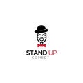 Stand up man logo design concept,podcast logo,icon vector template