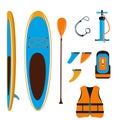 Stand Up Paddle Board with Accessories Royalty Free Stock Photo