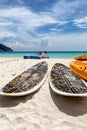 Stand up paddle boards on a beach