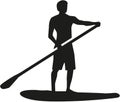 Stand up paddling silhouette