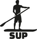 Stand up paddling silhouette with SUP