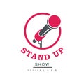 Stand up show logo design, comedy club emblem vector Illustration on a white background