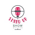 Stand up show logo design, comedy club sign vector Illustration on a white background