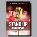 Stand Up Show In Night Club Poster Flyer Vector