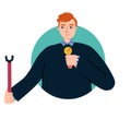 Stand-up show. Speech by a man with a microphone. Character design. Vector Royalty Free Stock Photo