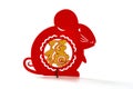 Standable fluffy paper-cut on white as symbol of Chinese New Year of the rat the Chinese means fortune Royalty Free Stock Photo