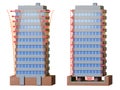 Standard and antiseismic building comparison Royalty Free Stock Photo