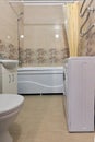 The interior of a standard small combined bathroom