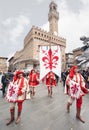 Standard bearer with coat of arms of Florence, parades through t
