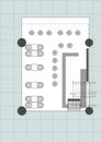 Standard cafe furniture symbols on floor plans Royalty Free Stock Photo