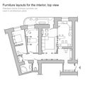 Floor plan - top view. Standard home furniture symbols