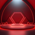 Standard image of the future red, 3D, in the form of a lively stage backdrop