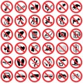 Standard Prohibition sign collection Royalty Free Stock Photo