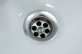 Standard round drain hole in white domestic sink