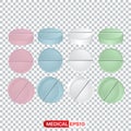 Standard tablets and pills vector set isolated on transparent background Royalty Free Stock Photo