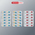 Standard tablets and pills vector set isolated on transparent background Royalty Free Stock Photo