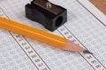 Standard test form or answer sheet. Answer sheet focus on pencil. Royalty Free Stock Photo