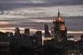 Evening Moscow. View from the Big Stone Bridge at sunset. Autumn in Moscow. Royalty Free Stock Photo