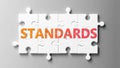 Standards complex like a puzzle - pictured as word Standards on a puzzle pieces to show that Standards can be difficult and needs