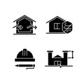 Standards for residential construction black glyph icons set on white space