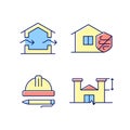 Standards for residential construction RGB color icons set