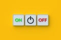 Standby icon and words on, off on buttons. Business start, stop concept Royalty Free Stock Photo