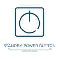 Standby, power button icon. Linear vector illustration from computer and media collection. Outline standby, power button icon Royalty Free Stock Photo