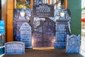 Standee of A Disney Supernatural Horror Comedy Movie Haunted Mansion displays at the theater