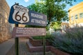 Sign for the Route 66 Roadside Attraction - Standin on the Corner Royalty Free Stock Photo