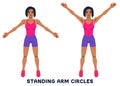 Standing arm circles. Sport exersice. Silhouettes of woman doing exercise. Workout, training
