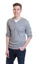 Standing australian guy in a grey shirt Royalty Free Stock Photo