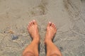 Standing barefoot on the beach Royalty Free Stock Photo