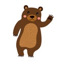 Standing Bear raising hand cartoon character.