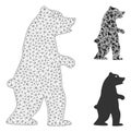 Standing Bear Vector Mesh Network Model and Triangle Mosaic Icon