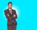Standing bearded business man with crossed arms and smile Royalty Free Stock Photo