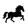Standing black horse silhouette icon. Rearing up horse side view. Vector illustration Royalty Free Stock Photo