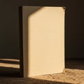 A standing book with a plain, light brown, textured cover. Sunlight casts a shadow Royalty Free Stock Photo
