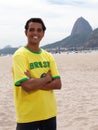 Standing brazilian sports fan at Rio de Janeiro Royalty Free Stock Photo