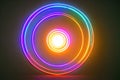 Standing bright center colorful circle neon light background and backdrop Royalty Free Stock Photo