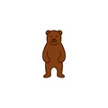 Standing brown grizzly bear logo mascot icon simple illustration