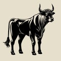 Standing bull farm animal black color