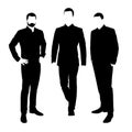 Standing business men, set of silhouettes Royalty Free Stock Photo