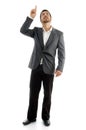 Standing businessman pointing upward