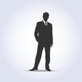 Standing businessman silhouette gray color