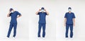 Standing caucasian medical professional in uniform - various poses