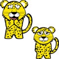 Funny chibi leopard kid character cartoon expressions pack collection