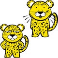 Grumpy chibi leopard kid character cartoon expressions pack