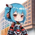 standing cyborg girl