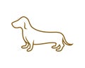 Standing Dachshund Dog Simple Illustration with Silhouette Style